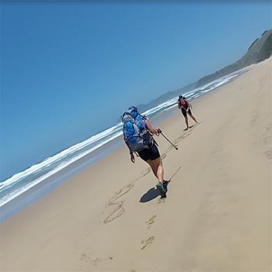 The hike takes you along endless, secluded beaches