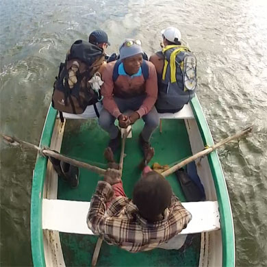 Rowing across the Mthatha River