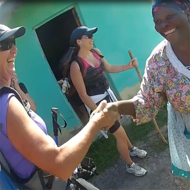 Hikers meeting the Pondo People